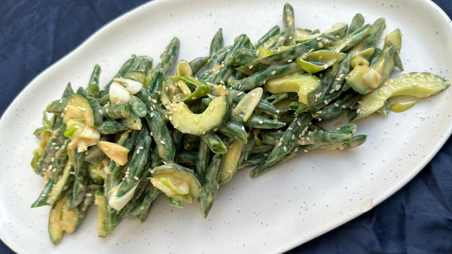 Image of Summer Green Bean and Cucumber Salad with Miso, Sesame Dressing  