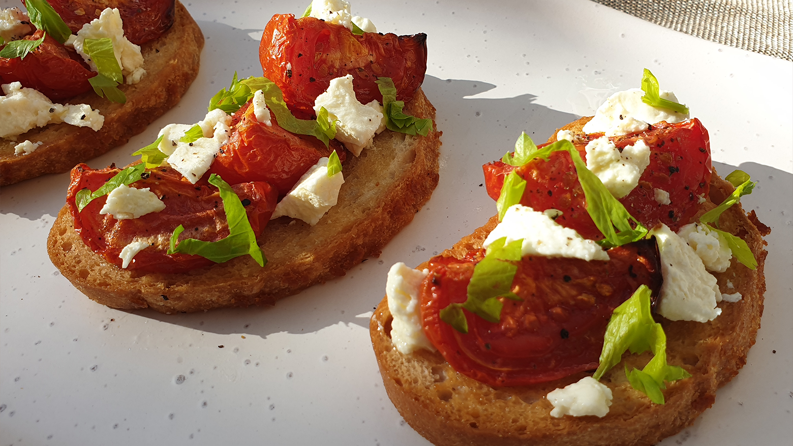 Image of Garlic Toasts with Roast Tomato and Feta