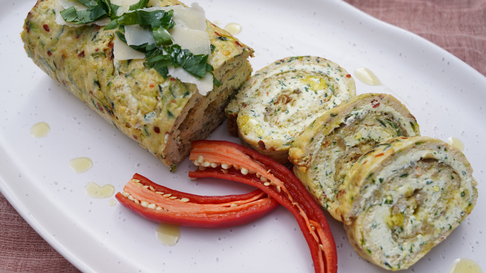 Zucchini Roulade with Caramelised Onions and Herby Cream Cheese-image