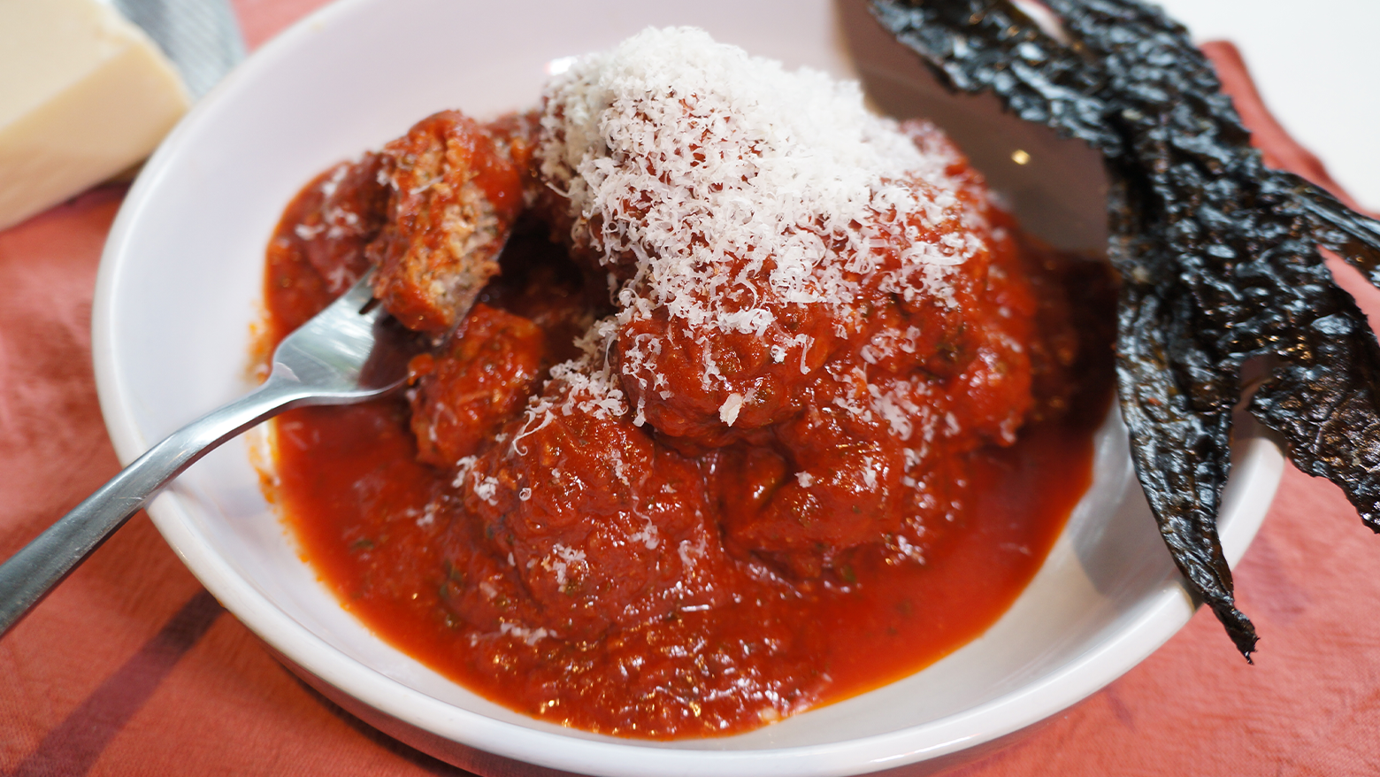 Image of Baked Italian Meatballs with Tuscan Kale