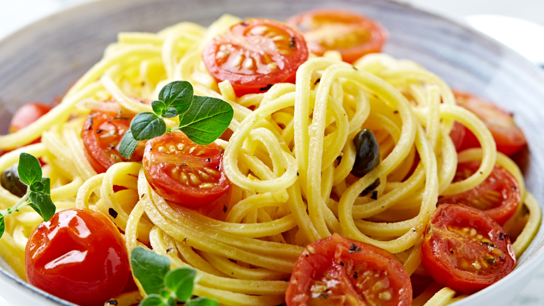 Image of Linguine with Burst Cherry Tomatoes and Timperio Nobile Olive Oil