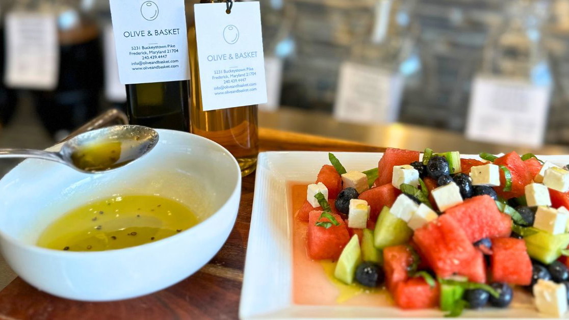 Image of Watermelon Blueberry Salad with Lemon Watermelon Dressing