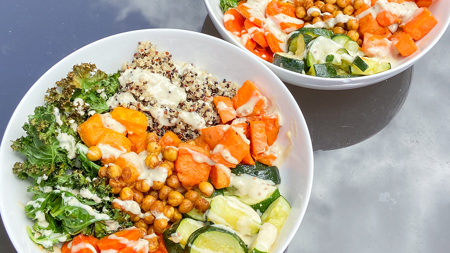 Image of Roasted Vegetable Nourish Bowl with Tahini Dressing