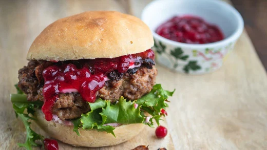 Moose burgers with pancetta