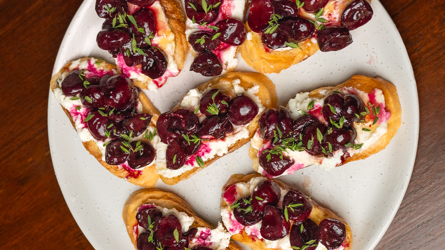 Image of Roasted Cherry, Goats Cheese and Thyme Crostinis