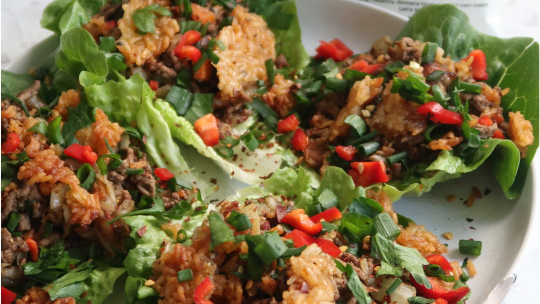 Image of Chow Mein Lettuce Cups with Crispy Rice