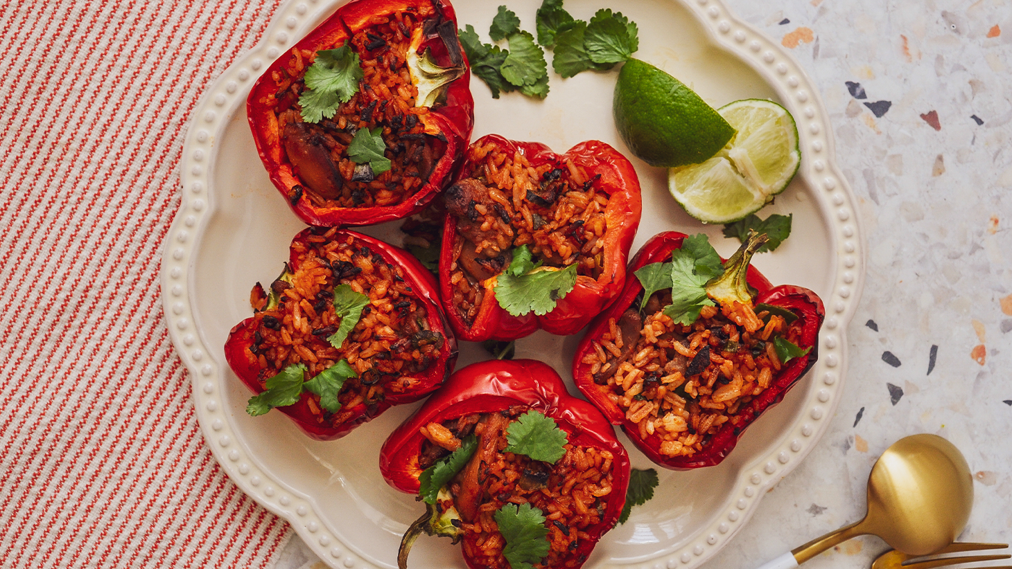 Vietnamese Tomato Fried Rice (Cơm Đỏ) Stuffed Peppers-image