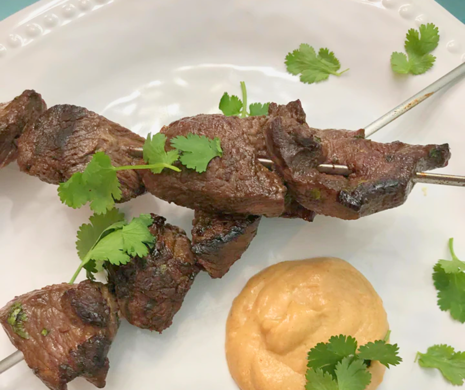 Image of Beef Satay Skewers with Peanut Sauce