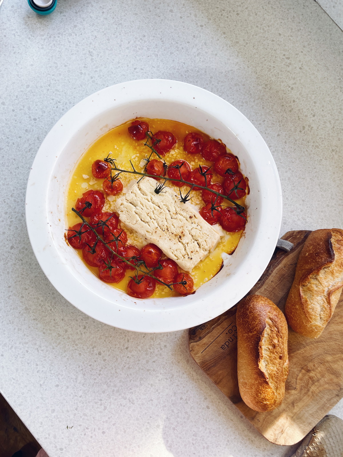 Baked Feta + Vine Tomatoes