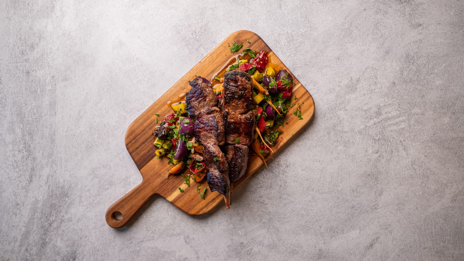 Image of Bavette Kebabs with Herby Pickled Giardiniera