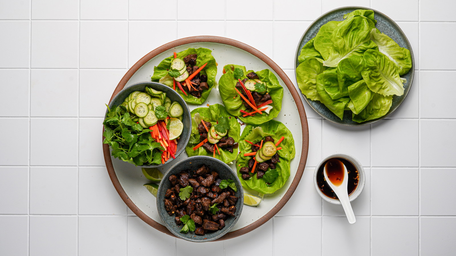 Image of Tenderloin Lettuce Wraps with Quick Pickled Vegetables