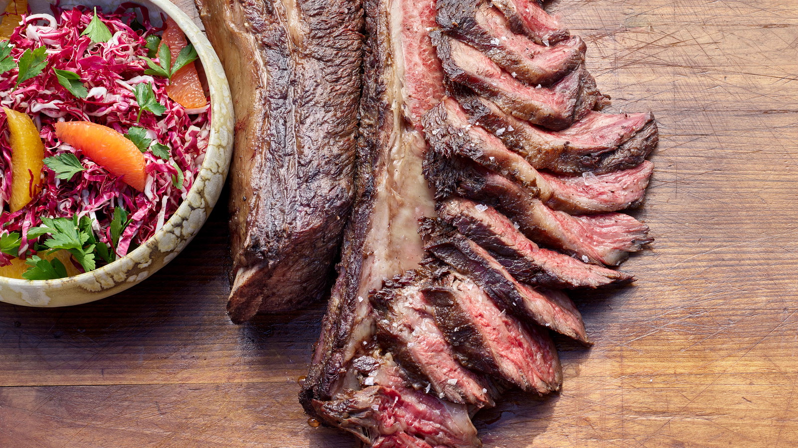 Image of Grilled Short Ribs with Sherry Vinegar Herb Spray and Radicchio-Orange Slaw