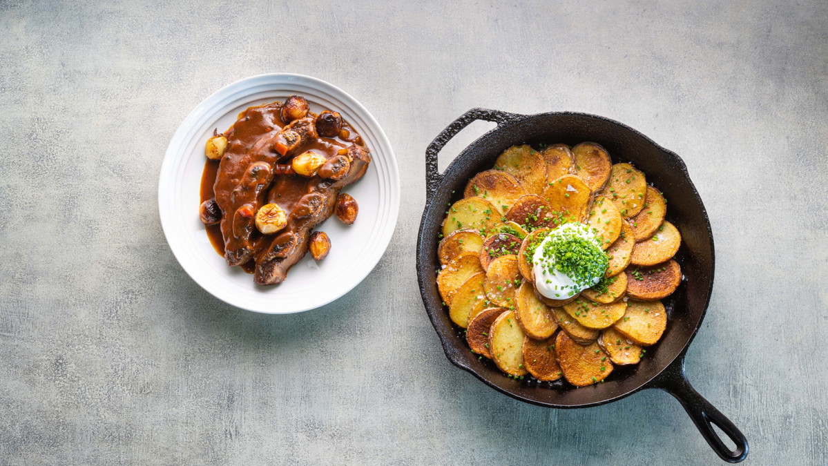 Bloody Mary Braised Short Ribs with Pan-Fried Potato