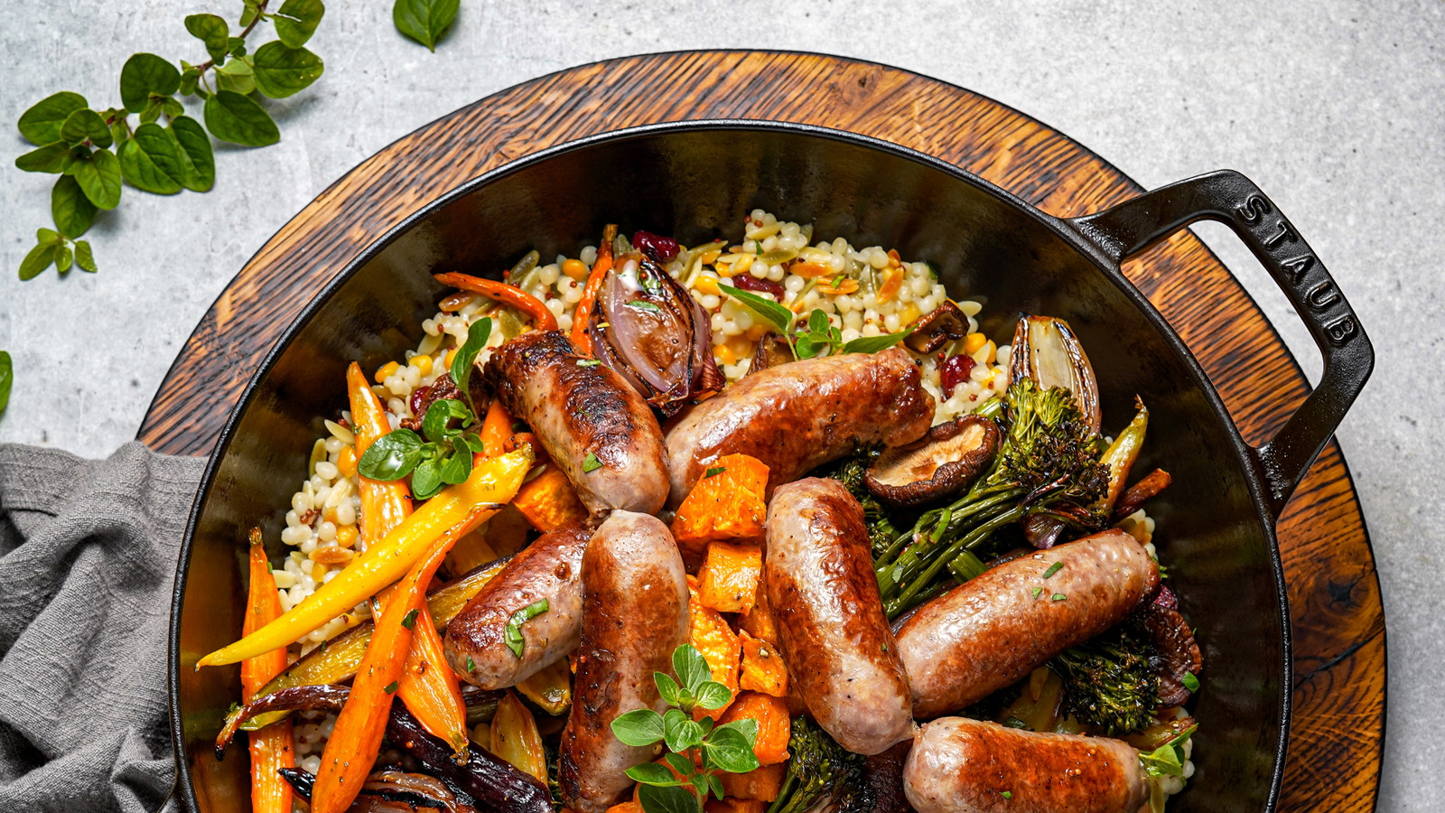 Image of Sweet Sausage with Roasted Vegetables and Couscous