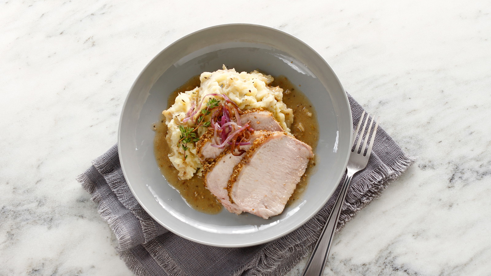 Image of Kurobuta Pork Roast with Potato Apple Mash