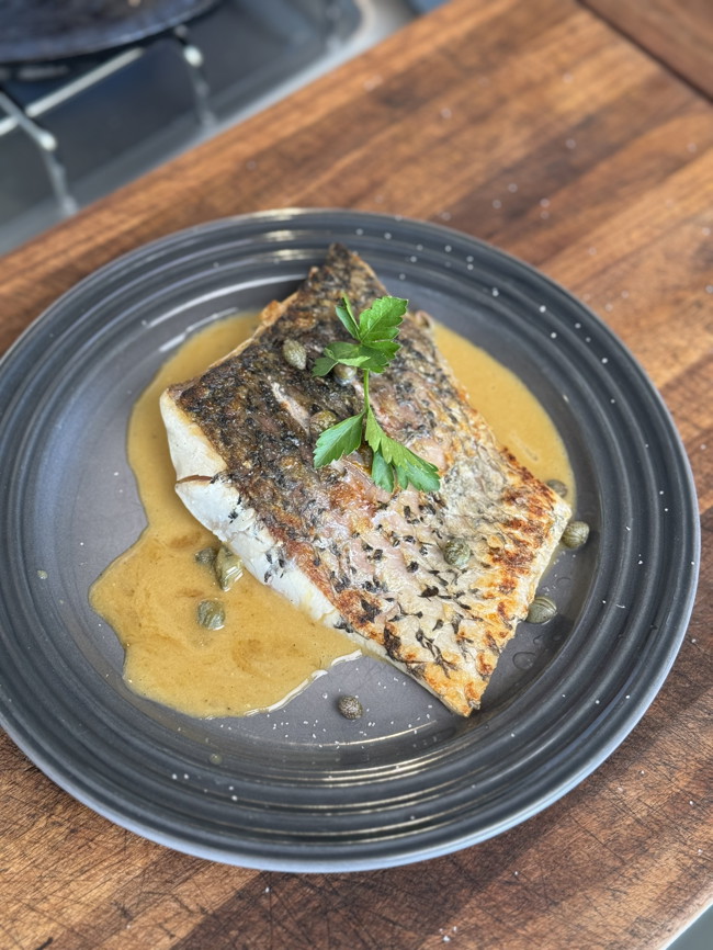 Image of Seared Barramundi with Wine Butter Capers Recipe