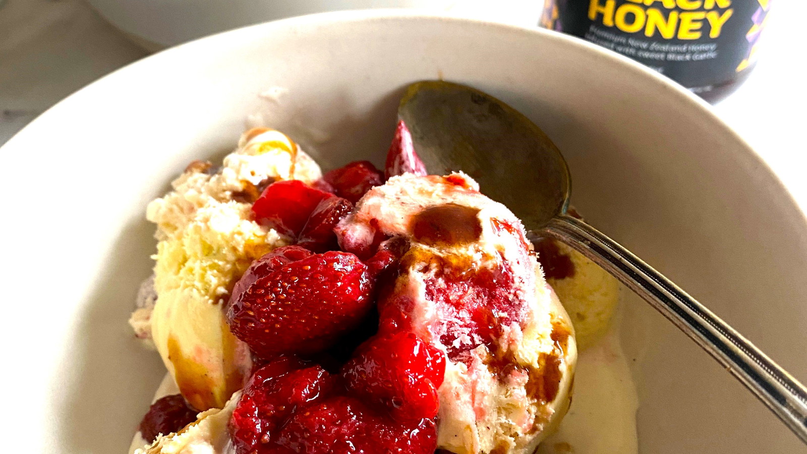 Image of Strawberry and Black Honey ice-cream