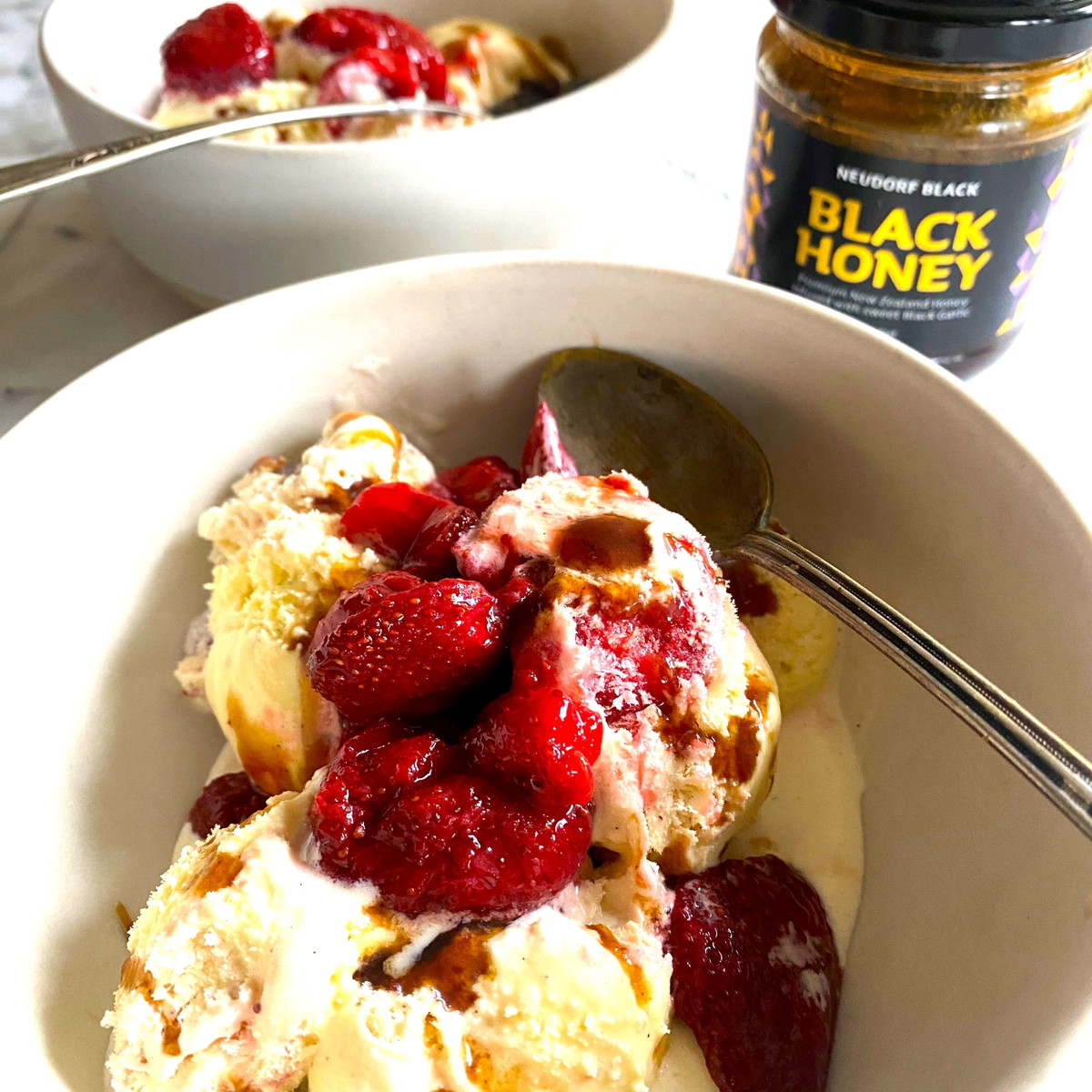 Strawberry and Black Honey ice-cream