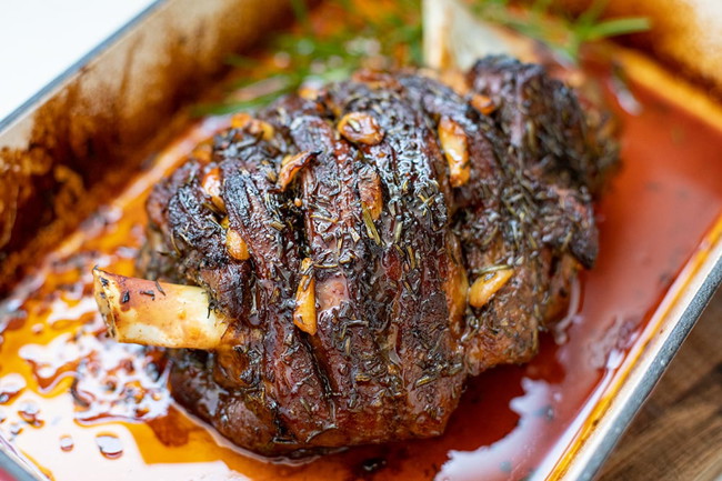 Image of Rosemary Honey Lamb leg slow cooked roast