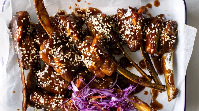 Image of Sticky hoisin and sesame lamb ribs