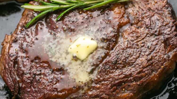 Image of Perfectly Seared Ribeye Steak with Garlic Herb Butter