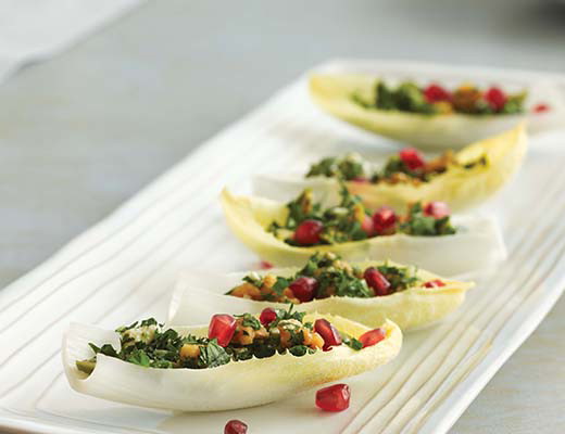 Image of Endive Boats With Green Olive, Parsley, and Walnut Salad