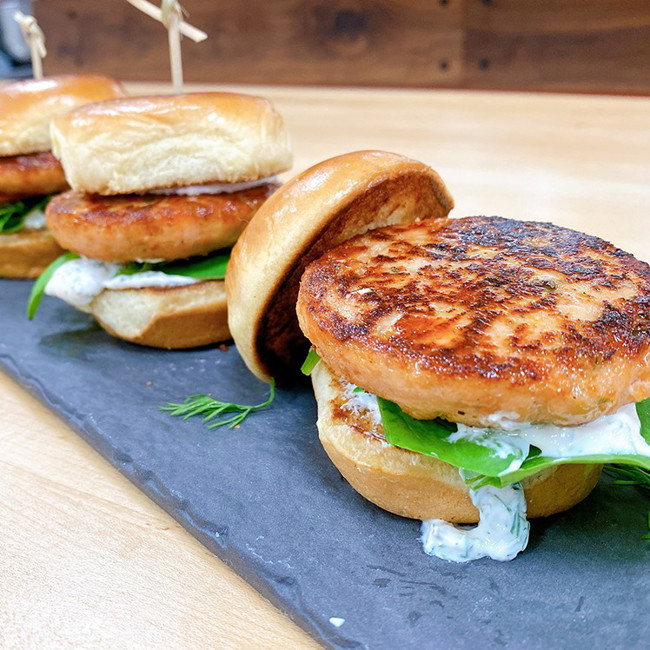 Image of Crispy Salmon Slider Trio with Dill Creme