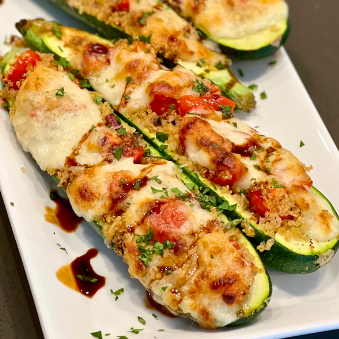 Image of Bruschetta Quinoa Zucchini Boat