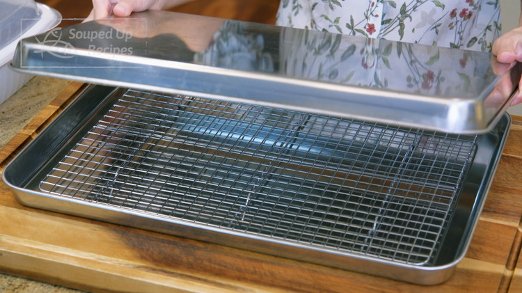 Image of First, find a proper container to allow the tofu to ferment. I am making a large batch of tofu, so I use two big baking trays with a cooling rack: one to place at the bottom and one to cover...