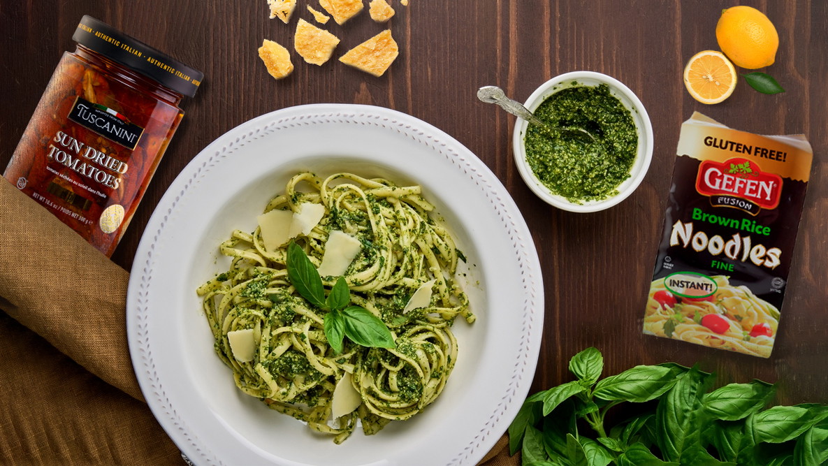 Image of Noodle Fun: Pesto Brown Rice Magic!