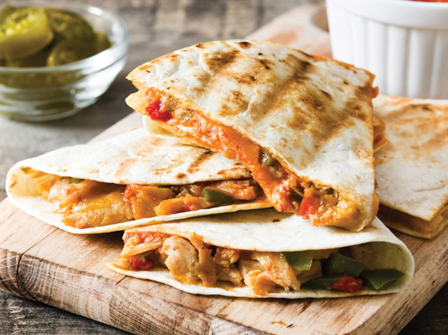 Image of Griddled Chicken and Pepper Quesadillas