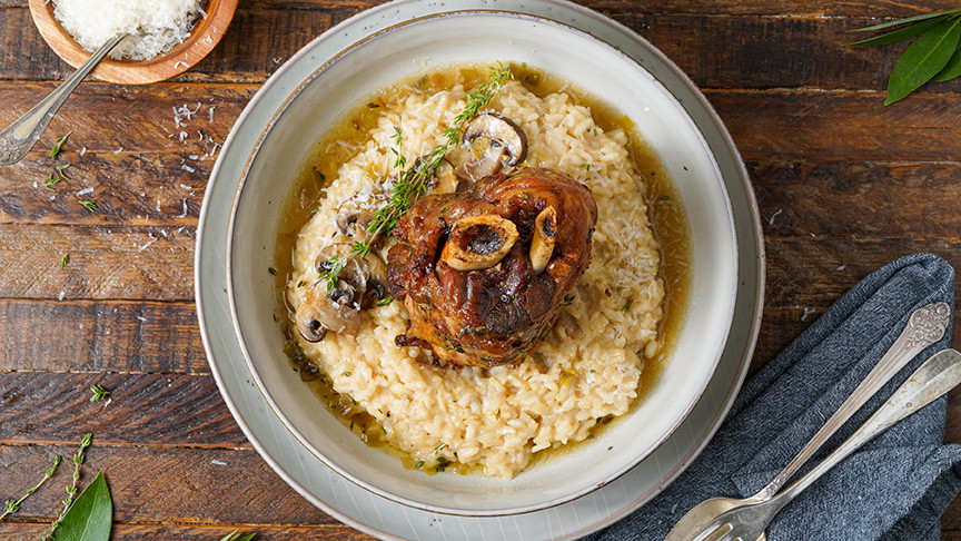 Image of Braised Kurobuta Pork Shanks with Parmesan Risotto