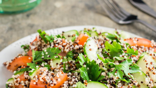 Image of Quinoa salad with tomatoes and cucumbers