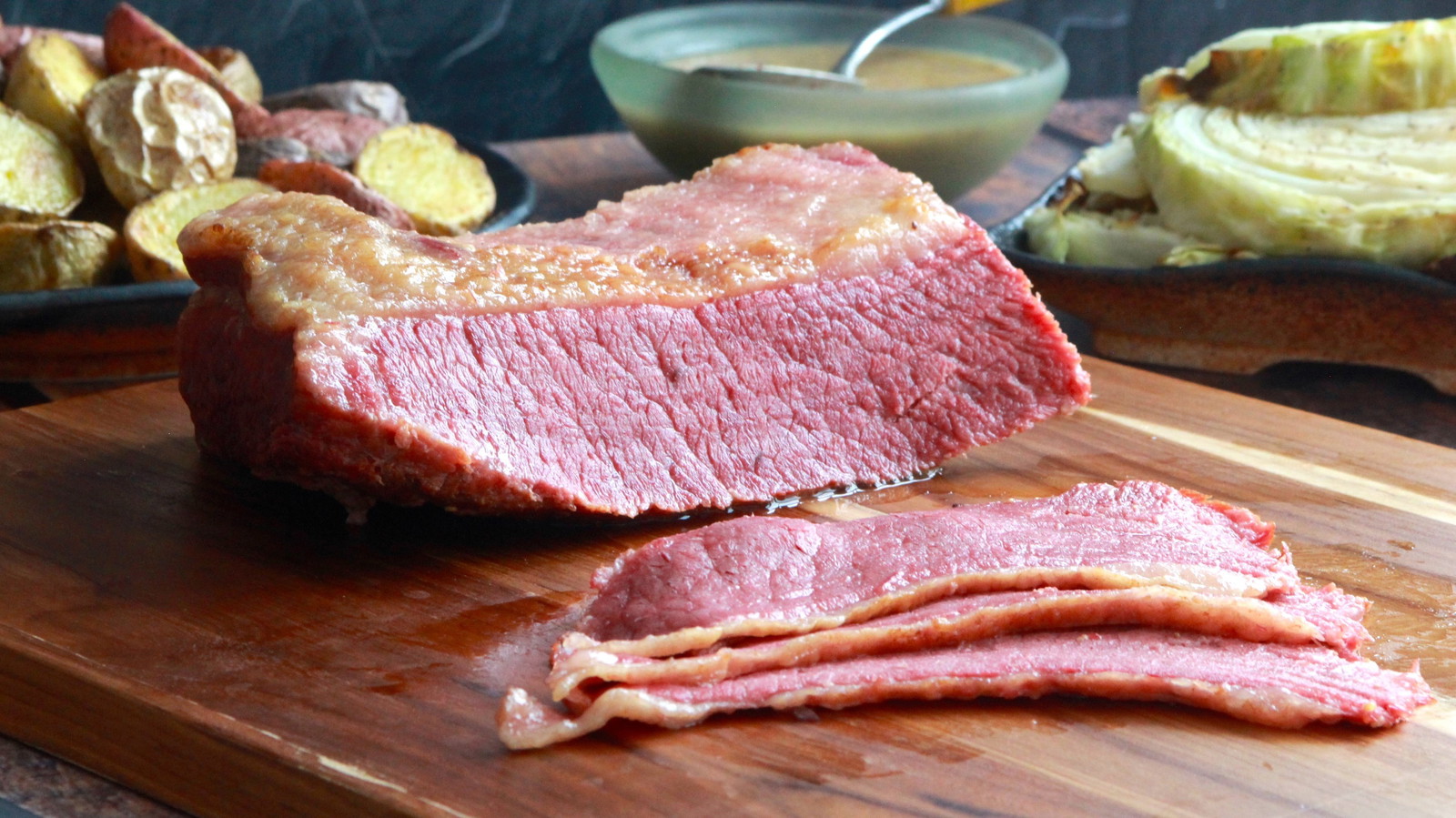 Image of Hard Cider Braised Corned Beef with Mustard Cider-Reduction