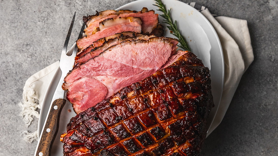 Image of Maple-Bourbon Glazed Ham with Cranberry-Raisin Chutney