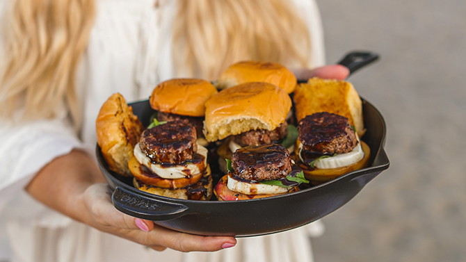 Image of Peach Caprese Sliders with Fresh Basil and Fig Balsamic Sauce