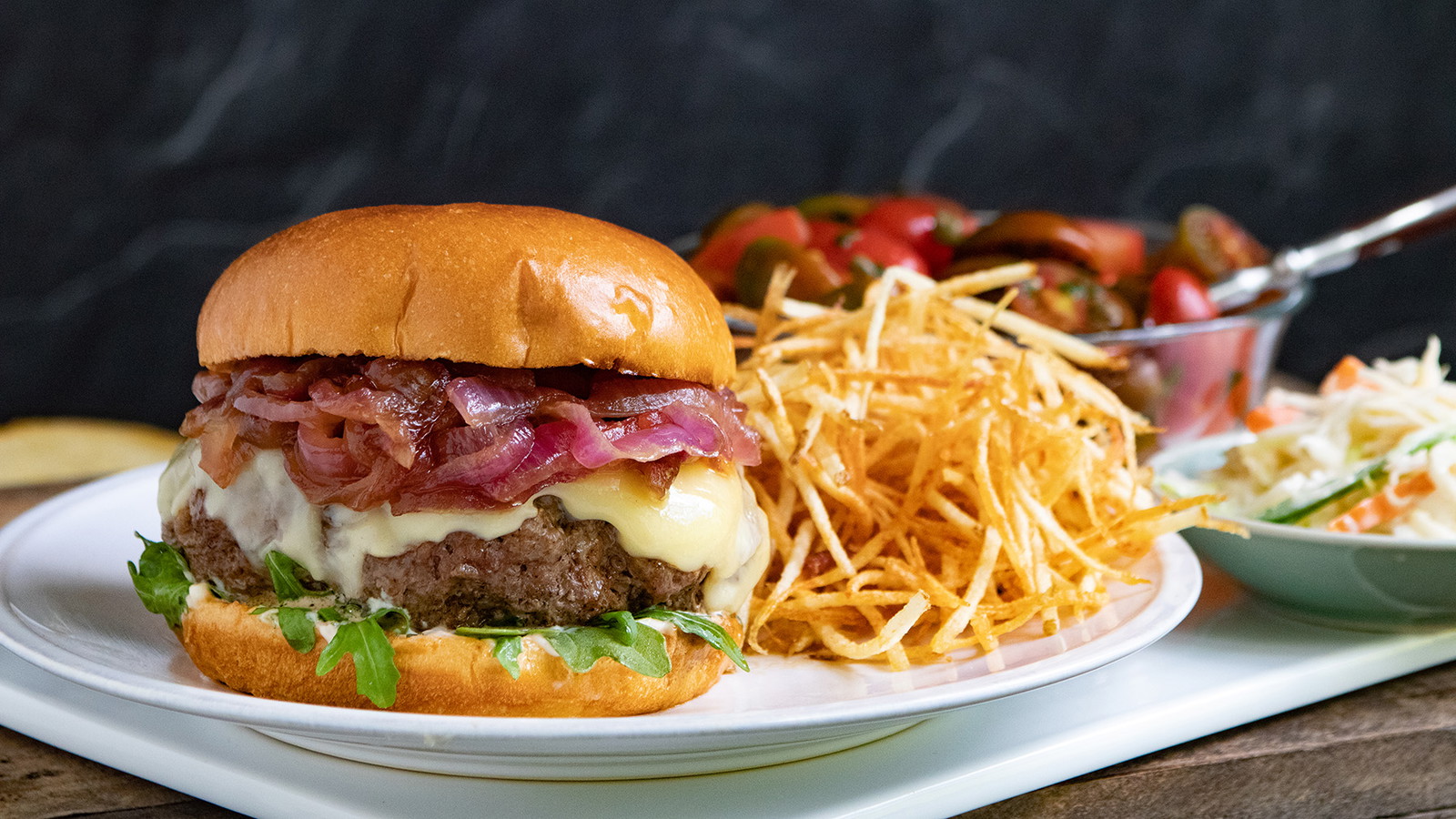 Gruyere Cheeseburger with Red Onion Jam