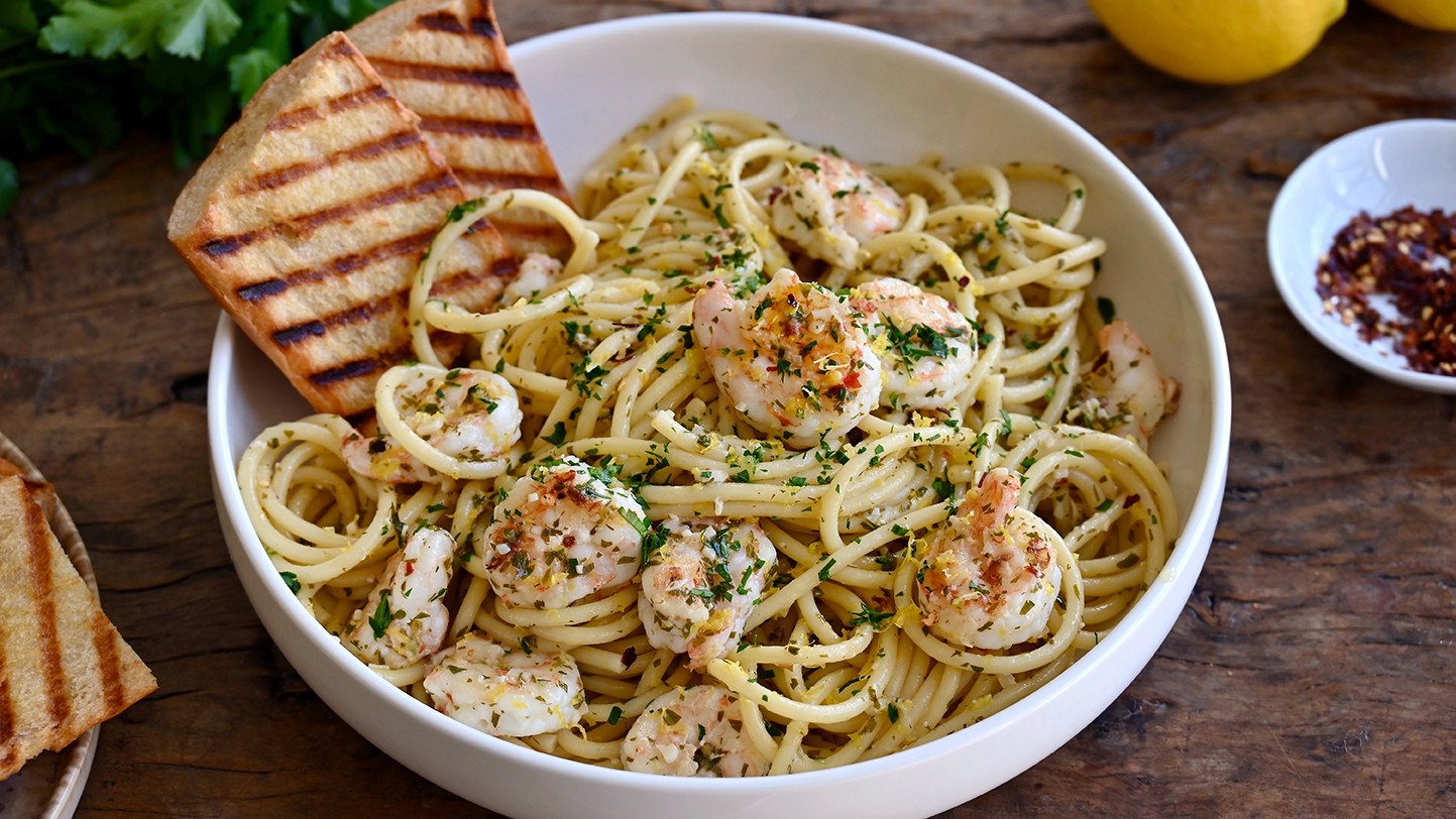 Image of Grilled Shrimp Scampi with Pasta