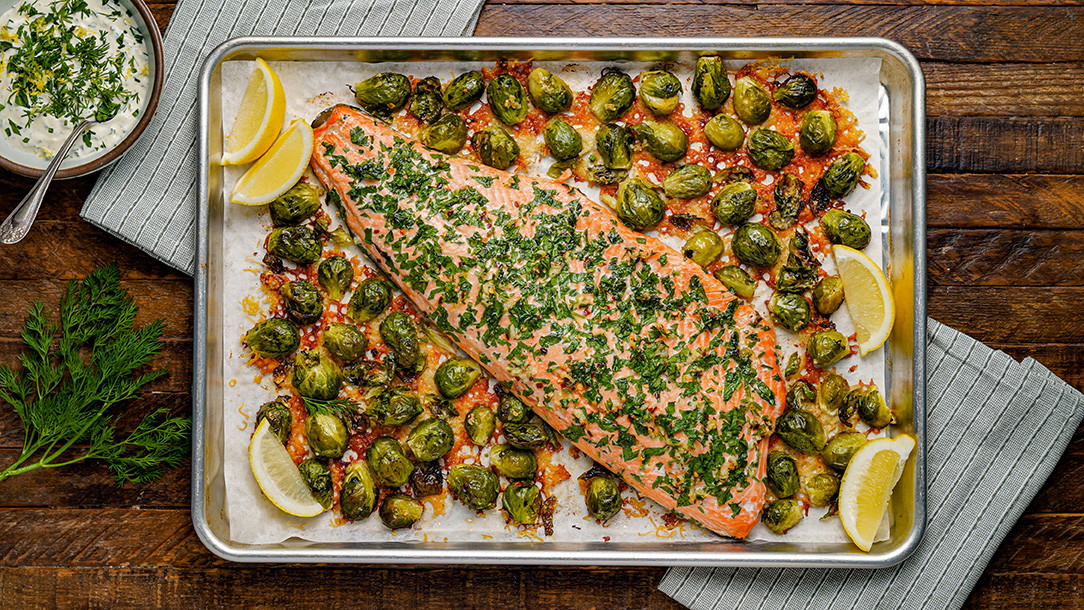 Sheet Pan Garlic and Herb Crusted Alaskan Coho Salmon