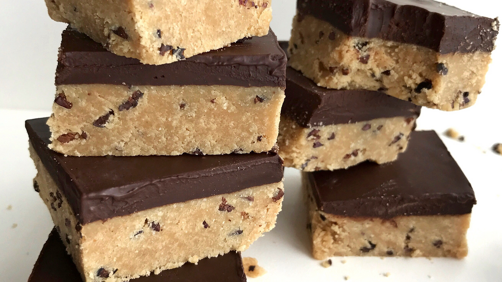 Image of Peanut Butter Cookie Dough Chocolate Fudge Slices