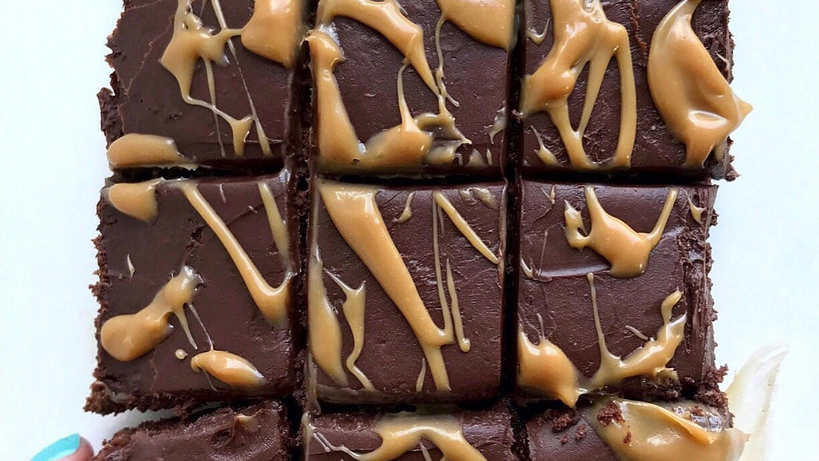 Image of Salted Caramel Almond Butter Fudge Brownies