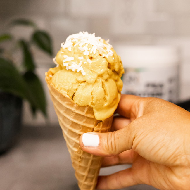 Image of 3-Ingredient Vegan Mango Ice Cream (with Protein, No Churn)