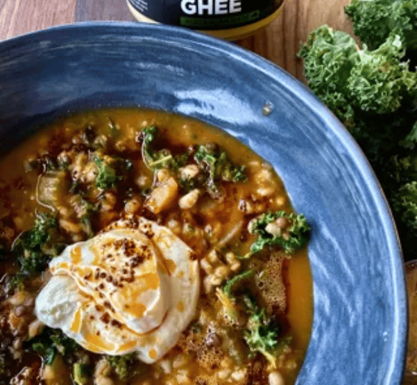 Vegetable, Barley and Lentil Hotpot with Sizzling Ghee