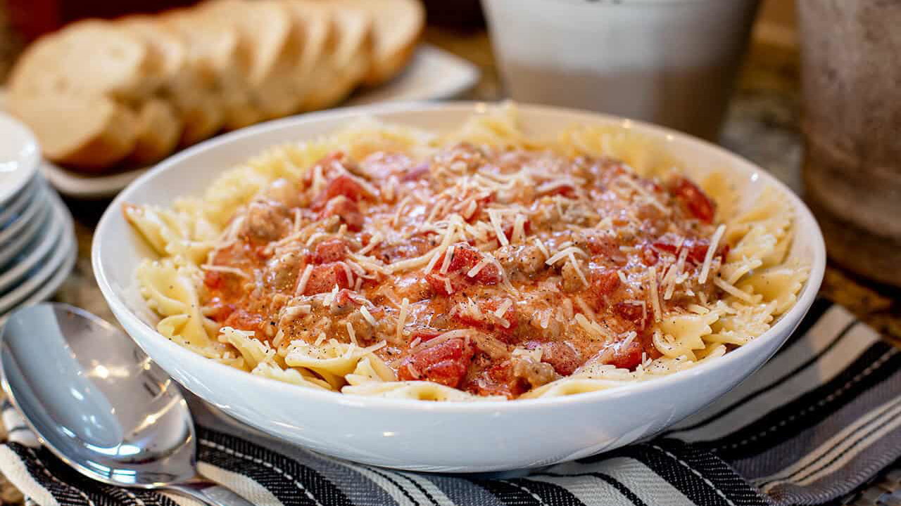 Image of Bow Ties with Italian Sausage, Tomatoes and Cream