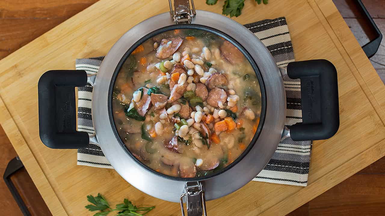 Image of Sausage, Spinach and White Bean Soup