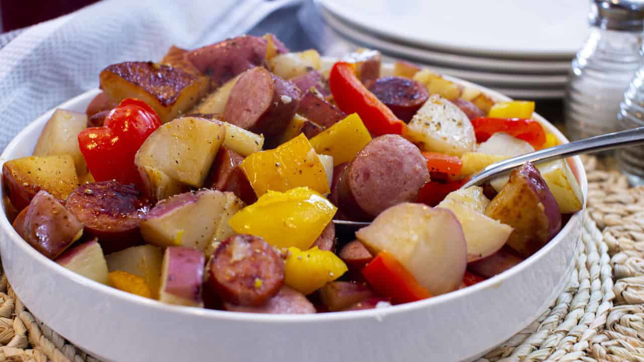 Image of Kielbasa with Peppers and Potatoes