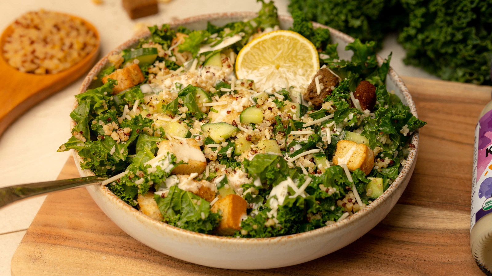 Image of Kale and Quinoa Caesar Salad Recipe