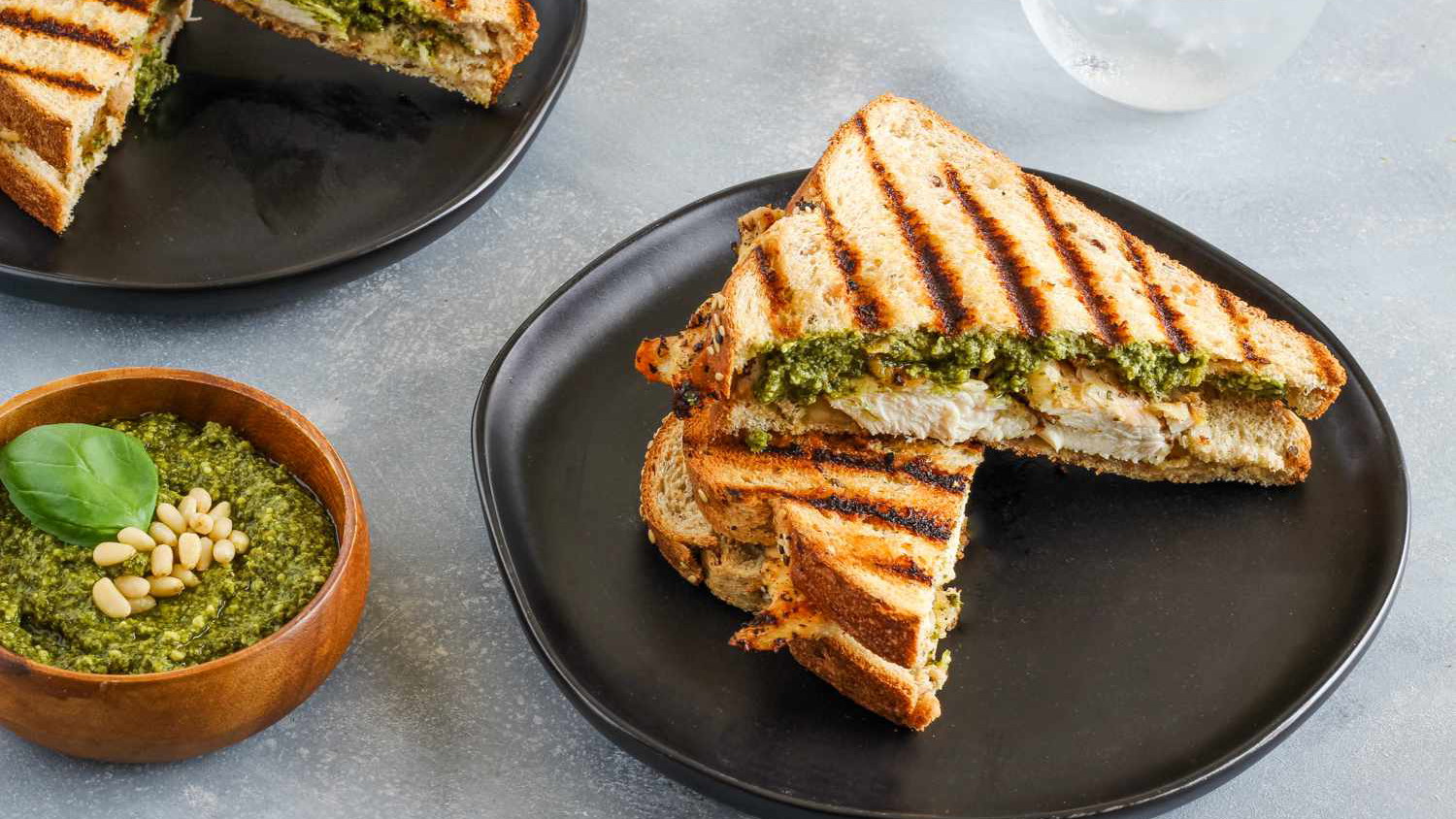 Image of Grilled Chicken and Garlic Cheese Panini