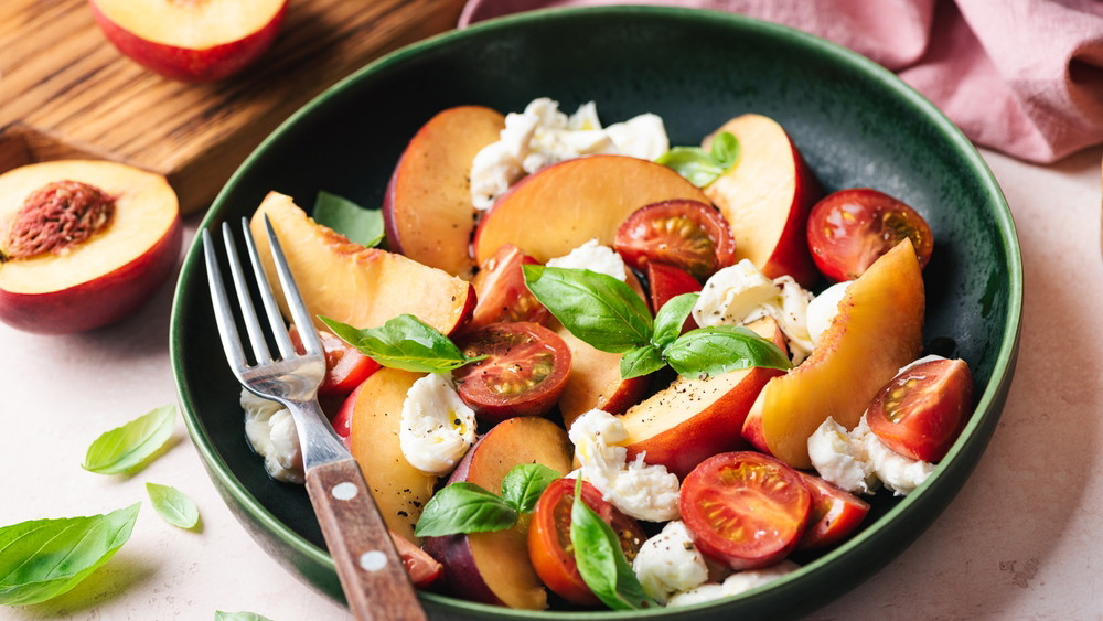 Image of Peach, Burrata & Tomato Salad