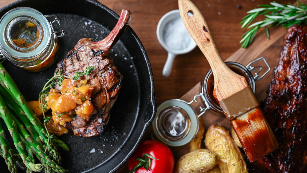 Image of BBQ Pork Chops with Peach Salsa